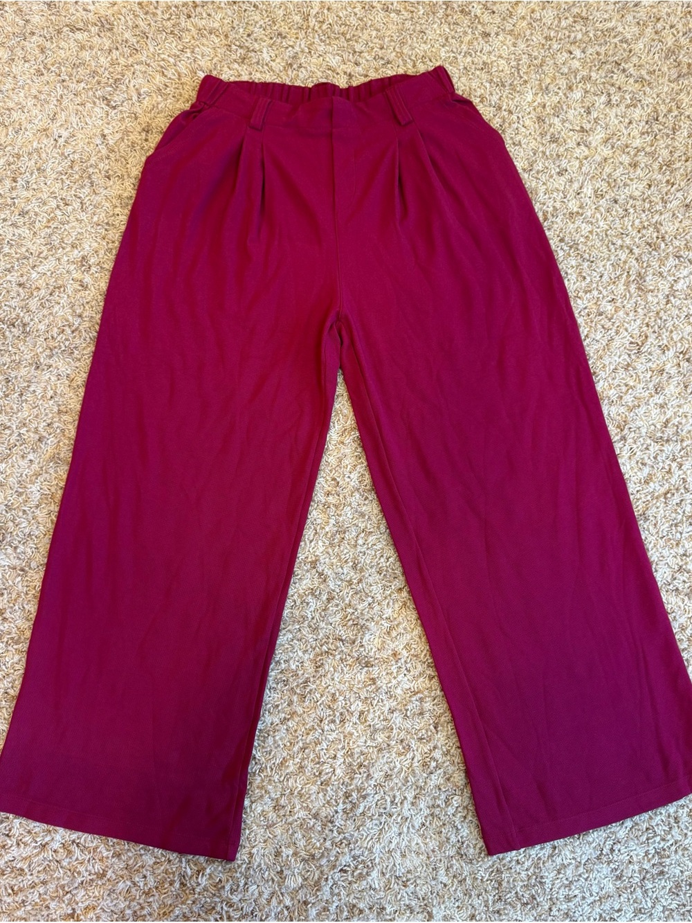 NWT Halara High Waisted Pleated Wide Leg Work Pants Berry Red Size L